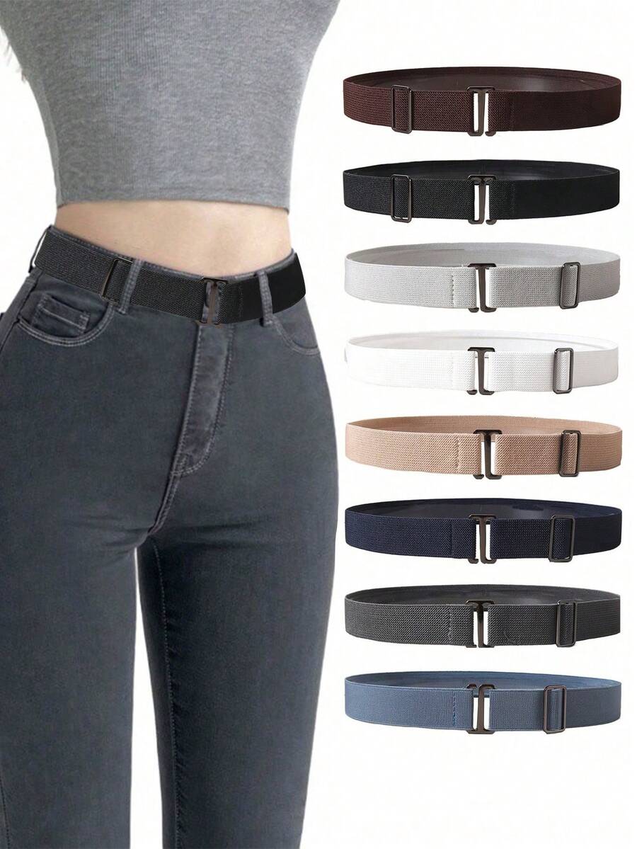 女士隐形无缝弹力腰带，金属扣隐形弹力腰带 - 彩色 - 查看 1