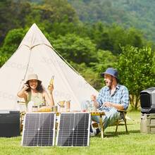 [Controlador de 100A gratis] Kit de panel solar dual de 600W - 2 paneles PV portátiles de 300W cada uno para autocaravana y camping - SEP-SP11 - Ver 12