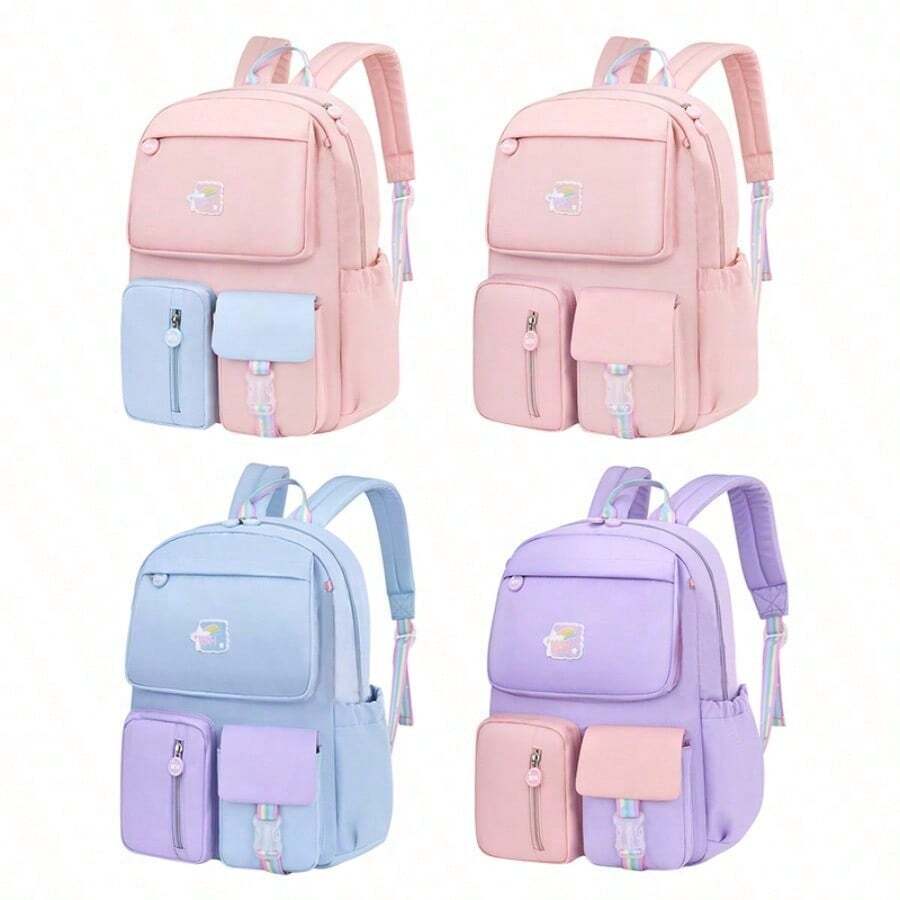 1X Student Backpack Back To School Gift Backpack Waterproof Dopamine Color - Multicolor - View 1