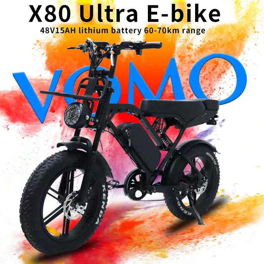 VOMO X80 Ultra E-Bike, 20-Inch Fat Bike Off-Road Electric Bicycle, 1000W Motor, 48V 15Ah Long-Range Battery, 7 Gears, Hydraulic Dual Brakes, Full Suspension, Suitable For Mountain Biking, Beach Riding And Riding In The Snow - 查看 1