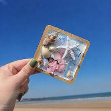Imán de refrigerador de estrella de mar hecho a mano de verano, concha giratoria, artesanía de concha con textura y pintura a mano, imán de refrigerador de recuerdo de playa y mar, regalo artesanal - Estrella de mar giratoria rosa - Ver 10