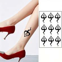 Temporary Body Tattoo Stickers, Waterproof And Sweat-Proof Design, Pure Black Spade Q Symbol Pattern, Suitable For Waist, Leg And Arm, Ideal For Parties And Events, These Quick Tattoos Require No Ink Mixing, Easy To Apply,Sketch Style - Black - View 7