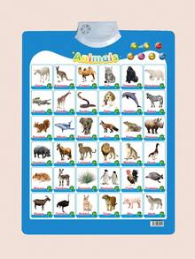 Póster interactivo de ABC parlante - Gráfico de aprendizaje del inglés con pronunciación clara - Mejora la capacidad cognitiva, póster de fonética natural, utilizado para identificar animales, verduras, diversos medios de transporte, suministros para el hogar de preescolar, póster para el aula de preescolar, decoración de jardín de infantes - Multicolor - Ver 8