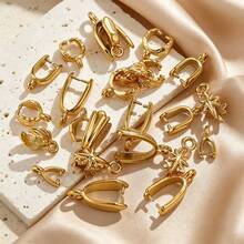 5 chiếc mặt dây chuyền hình bông tuyết và lá cây bằng thép không gỉ mạ vàng 18K, mặt dây chuyền hình quả dưa, phụ kiện tự làm vòng cổ, trang sức. - Nút hạt dưa - Xem 3