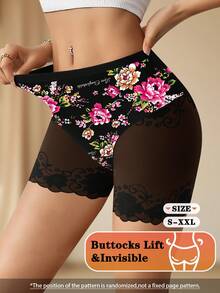 QUASTI 4-Pack High-Waisted Lace Sheer Safety Shorts Women Anti-Exposure Sheer Lace Base Shorts Slim Fit Comfortable Underwear S-XXL - 彩色 - 查看 2