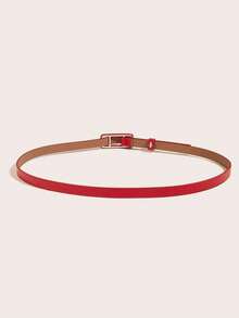1pc Korean Style Simple Belt Decorated Cardigan With No-Drill Belt Summer, School Fall, Autumn, Halloween - Đỏ - Xem 3