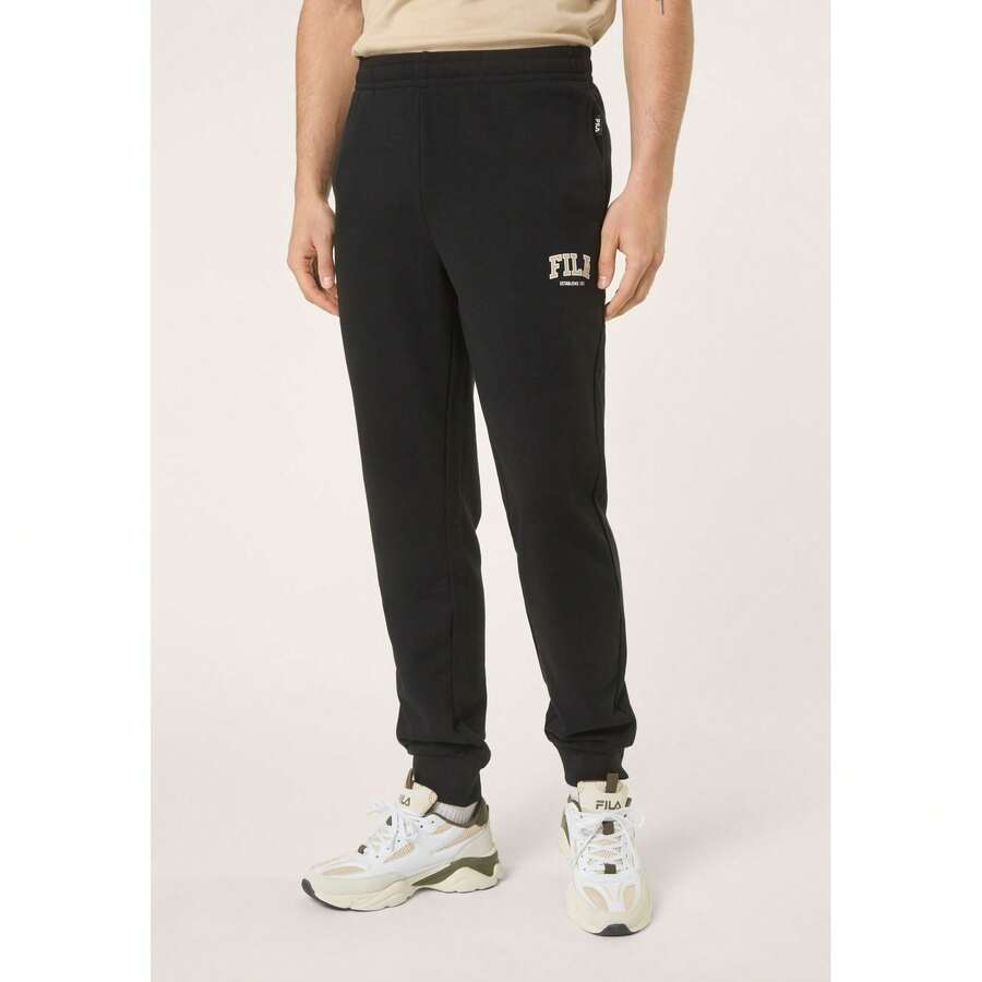 FILA Men's Trousers, Rifredi Regular Graphic Sweatpants, French Fleece Tracksuit Bottoms With Elastic Waistband, Drawstring And Side Pockets - Black - View 1