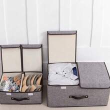 1pc Foldable Washable Solid Color Multi-Purpose Storage Box With Lid, Dustproof Waterproof Wardrobe Storage Bin For Clothes, Bedding, Suitable For Holiday Decoration, Room Decor, Bedroom, Home Storage - Multicolor - View 1