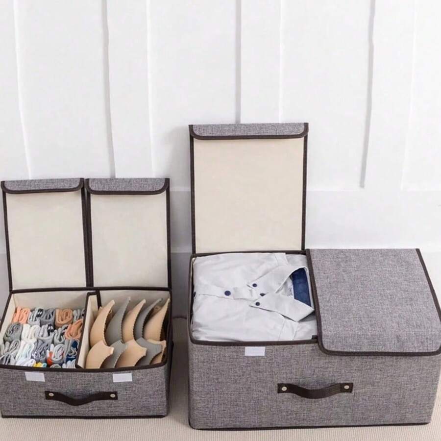 1pc Foldable Washable Solid Color Multi-Purpose Storage Box With Lid, Dustproof Waterproof Wardrobe Storage Bin For Clothes, Bedding, Suitable For Holiday Decoration, Room Decor, Bedroom, Home Storage - Multicolor - View 1