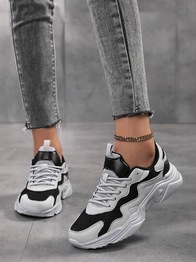  SOSENFER Women's Mesh Casual Running Sneakers Lightweight Walking Shoes Comfortable Sport Shoes ,Low-Top Lace-Up Design For All-Season Wear, Daily Use Footwear Stylish Athletic Footwear Flexible Footwear
