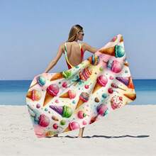 Macaron Ice Cream Beach Towel, Super Absorbent Quick Dry, Suitable For Pool, Travel, And Photo Shooting - B - View 9