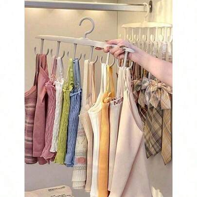1pc Multi-Functional Rotating Clothes Hanger With Multiple Hooks For Tie And Scarf, Space-Saving Closet Organizer Rack, Rotating Garment Hanger For Bedroom Or Dorm, Durable Lightweight Design, Easy Access, Keeps Scarves And Ties Neatly Displayed, Belts And Small Accessories Organized, Versatile For Wardrobe, Drawer, And Entryway Storage, Ideal Gift For Home Organization And Fashion Accessories