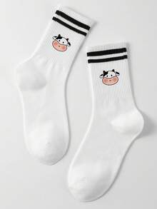 1 đôi tất unisex dài đến bắp chân dễ thương với họa tiết bò sữa đáng yêu, một đôi tất trắng sọc đen trắng đơn giản, không thể thiếu cho những ngôi nhà nông thôn, mềm mại và vui tươi, tất dành cho nữ, tất nữ, tất trắng, tất trắng hai hàng, tất nữ, tất rộng, tất unisex, tất không lộ, thấm hút mồ hôi, thoáng khí, nhanh khô, phong cách thể thao thường ngày, thích hợp làm quà tặng hàng ngày/quà tặng dự tiệc/lễ Phục Sinh/quà tặng ngày lễ/mùa hè. - Nhiều màu - Xem 17
