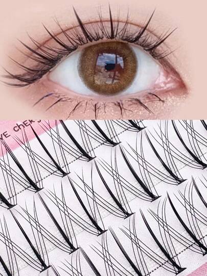 Lvcheryl 60 sợi mi giả tự nối kiểu Fairy, mi giả đơn sợi, mi nối rời, mi giả cong chữ C 9-12mm tự nhiên, dễ dàng sử dụng hàng ngày cho người mới bắt đầu.