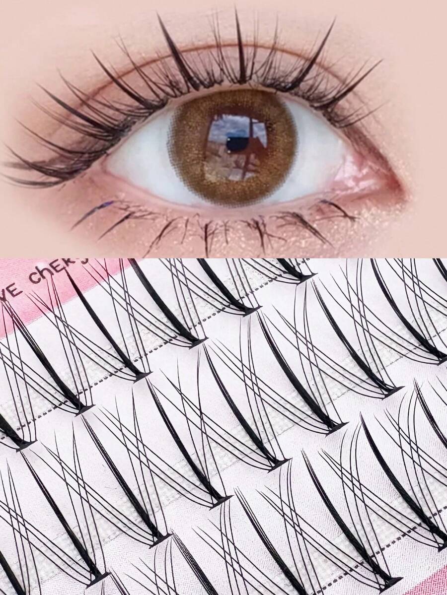 60 sợi mi giả tự nối kiểu Fairy, mi giả đơn sợi, mi nối rời, mi giả cong chữ C 9-12mm tự nhiên, dễ dàng sử dụng hàng ngày cho người mới bắt đầu.