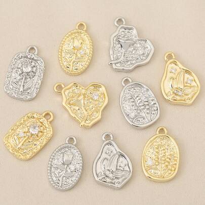 10个花朵吊坠，可用于DIY项链、手链、耳环制作