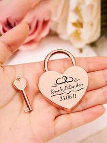 Personalized Heart-Shaped Padlock, Metal Padlock, Laser Engraved Text Customization, Suitable For Wedding Gifts, Anniversary Souvenirs, Valentine's Day Gifts, Decorative Heart Lock, Durable, Couple Gifts For Dad, Mom, Girlfriend, Husband, Wedding, Birthday, Housewarming - Multicolor - View 4
