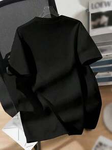 Solt Nueva camiseta de mujer para otoño-invierno, de manga corta con cuello redondo, ideal como prenda básica.Con diseño holgado y estampado moderno, hecha de algodón puro de alta calidad, ofrece comodidad y una sensación agradable en tu día a día.gráfico - Negro - Ver 3