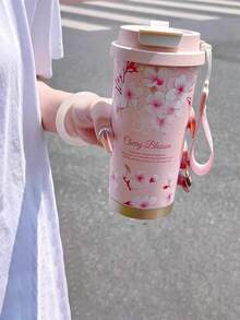 1个500毫升优雅樱花图案双层不锈钢保温咖啡杯，可作保温杯、旅行杯、茶杯、水瓶使用，适用于旅行、办公、居家、学校、汽车等多种场合，是圣诞节、母亲节、情人节、生日的理想礼物。 - 彩色 - 查看 1