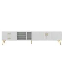 TV Stand For 75-Inch TVs, Low Shelves, TV Boards, TV Cabinet, Entertainment Center, TV Console Table, Modern Entertainment Center, Multimedia Console (White) - 白色 - 查看 5