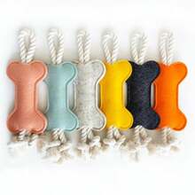 1pc Plush Dog Chew Bone Toy, Felt Cat Dog Entertainment Toy, Durable Training Toy For Pets - Multicolor - View 6