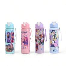 K-Pop Demon Huntrs 女團 700ml 運動水壺，防漏翻蓋吸管杯附掛繩，學生健身戶外旅行便攜飲水杯，開學生日禮物派對小禮，適合青少年女孩粉絲 - 彩色 - 查看 4