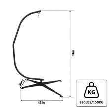 Soporte plegable para silla colgante y hamaca - Estructura de acero robusta, base desplazada con giratorio 360°, soporta 150 kg, ideal para patios, balcones y porches Solo soporte, sillas no incluidas - Caqui - Ver 5