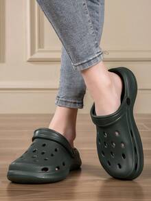 Sandal Unisex Berlubang dan Bernapas, Cocok untuk Semua Musim, Ringan, Anti Selip, Tidak Bersuara, Sandal Serbaguna untuk Dalam/Luar Ruangan - Hijau Tentara - View 5