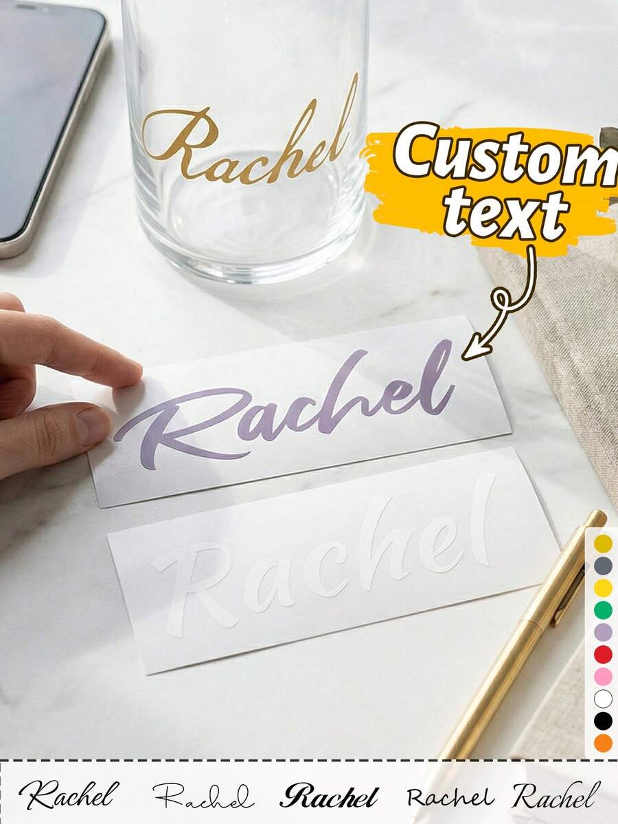 Custom Name Stickers, Simple And Elegant Letter Stickers And Labels, Suitable For Everyday Use, Gift Wrapping, Party Decorations, Personalized Stickers, Custom Transparent Name Decals, Can Be Customized Into Unique Holiday Gifts For Friends. - Style a - View 1