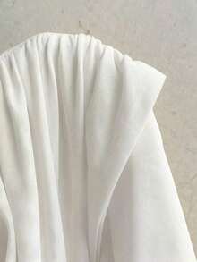 Vestido mini casual de vacaciones para mujer con escote en V profundo, cuello halter con lazo, y drapeado.Adecuado para la playa, cruceros y festivales de música en verano - Blanco - Ver 9