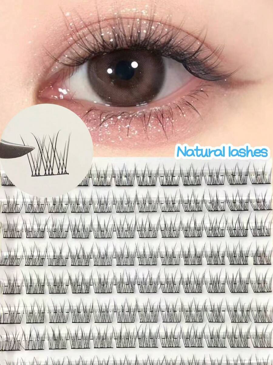 120 pièces de faux cils en vison segmentés, extensions de cils effilochées au look naturel, cils réutilisables auto-adhésifs pour un port quotidien, convenant pour le trajet, les rendez-vous, les fêtes, les mariages - Voir 1