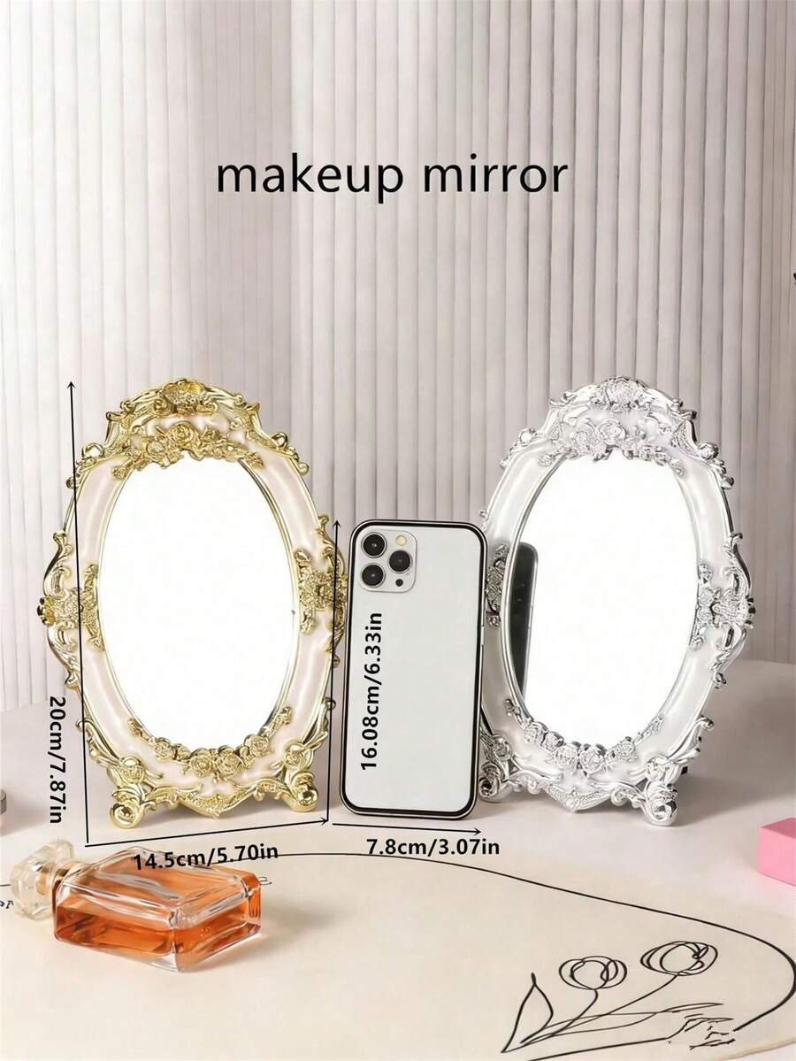 1pc European Style Personalized Makeup Mirror, Vanity Mirror, Suitable For Room, Bedroom, Dressing Table, Also As A Gift For Family And Friends - Multicolor - View 1