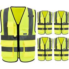 Pink Reflective Safety Vest For Women, Working Safety Gear With Strips, High Visibility Work Vest For Construction, Medium - 黃色 5 件裝 - 查看 12
