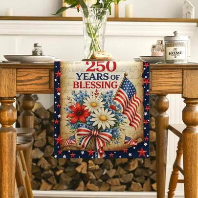 250th Anniversary American Independence Day Table Runner, Birthday Kitchen Dining Table Centerpiece Decor For July 4th, Patriotic Independence Day Home Decor, Party Decoration