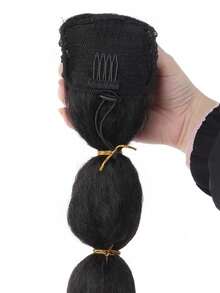 Long African-Style Curly Straight Hair Lantern Braid Ponytail Wig With Drawstring Clips For Everyday Use.,Hair Clip,Party - Multicolor - View 5