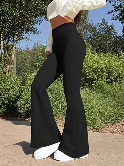 Quần dài nữ mùa hè cỡ nhỏ, quần legging ống loe cạp cao màu trơn, quần bó thể thao tập thể dục, quần yoga, quần bó nén chạy bộ, trang phục mùa xuân