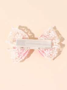 2pcs Soft Color Fabric Lace Bow Hair Clips For Girls, Cute Pink Hair Accessories For Spring/Summer Casual, Wedding, Party, Lace Fairy Hair Clips For Baby - Multicolor - View 10
