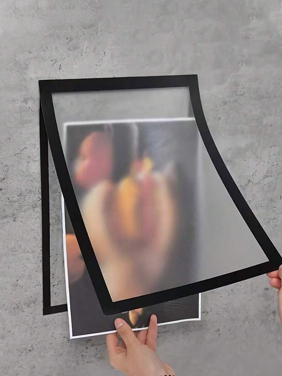 3pcs HUUPRO Magnetic Self-Adhesive Photo Frame - Portable Wall-Mounted Plastic Photo/Document Display Frame, Suitable For Photos, Magnetic Whiteboard, Minimalist Decor - Magnetic Frame, File Folder (No Screws/No Installation Required) - A6 - View 1