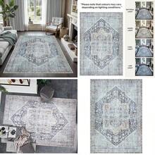 GLN Rugs Alfombra De Área Lavable A Máquina Resistente A Las Manchas Estética Vintage Persa Bohemia Desgastada Parte Trasera Antideslizante Decoración del Hogar para Piso Interior para Dormitorio - 1.2 x 1.8 metros 4 x 6 pulgadas - Ver 1