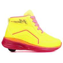 Tênis de Rodinha Infantil com LED 1 Roda Retrátil – A Febre das Crianças | Conforto, Estilo e Diversão (28 ao 37) - Pink e Amarelo - Visão 2