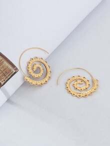 Übertrieben große spiralförmige Ohrringe mit Zahnrad-Herz-Form, vintage Ohrschmuck für Frauen und Mädchen, 1 Paar - Gold - Übersicht 6