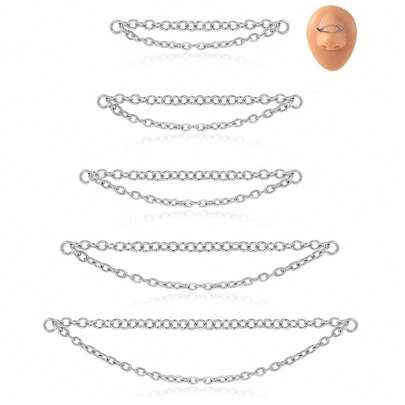 5 chiếc khuyên mũi bằng thép không gỉ, kiểu dáng ngang ngực, hình trái tim, khuyên đôi cho nam nữ, mạ bạc, kích thước 32/35/40/45/50mm