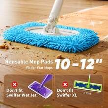 6 Pack Reusable Microfiber Mop Pads Compatible With Sweeper Mops, Replacement Mopping Pads Dry Sweeping Cloths, Washable Chenille Flat Mops Refills For Mopping Floor Cleaning (Mop Is Not Included) - ColorA - 查看 2