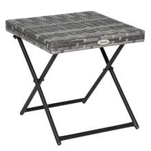 Garden Table In Polyester Wicker, Folding Coffee Table With Collapsible Metal Frame, Grey, 40 X 40 X 40 Cm - Grey - View 6