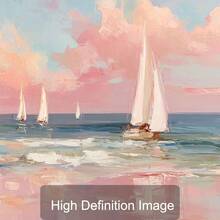 1 Stück gerahmtes/ungerahmtes Sommerpink Küsten-Segelboot Wandkunst Poster Abstrakte tropische Ozean Landschaft Grandmillenial Kunst Leinwanddruck Strandhaus Dekoration Preppy Malerei für Apartment, Wohnzimmer, Schlafzimmer, moderne Heimdekoration - A - Übersicht 7