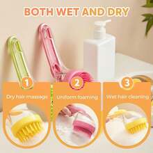 Sikat Mandi Hewan Peliharaan 2-in-1, Sikat Perawatan Anjing Baru dengan Dispenser Sampo Terintegrasi (Bulu Sikat Lembut), Cocok untuk Kucing dan Anjing Berbulu Panjang dan Pendek - MultiWarna - View 7