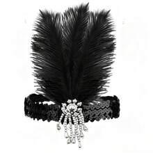 1pc 1920s Rhinestone Tassel Headband, Vintage Luxury Theme Party, 20s Glamour Retro Photoshoot, Elegant Cocktail, Bridal Shower, Spring Picnic, Retro Theme Event Accessory - Multicolor - View 16