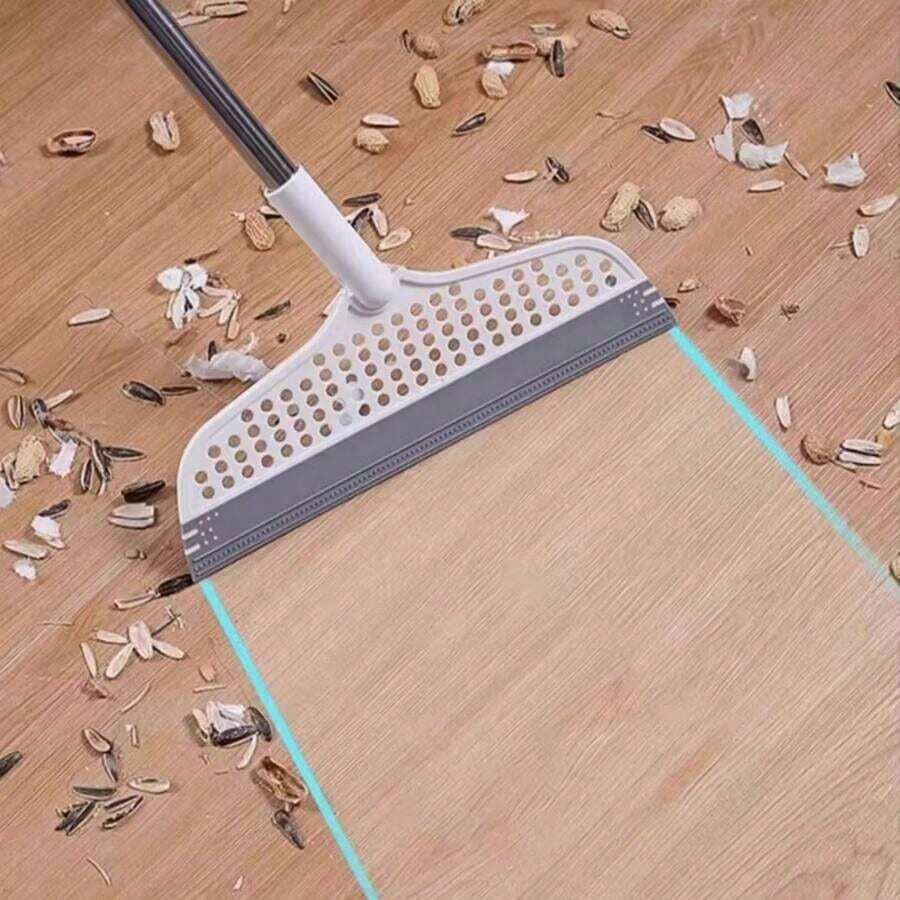Extra Long Magic Broom With Detachable Head,Double-Sided Silicone Brush,Durable Plastic Handle,Ideal For Hard Floors And Carpets,Effectively Removes Hair,Dust,And Debris,180 ° Rotatable Design For Easy Storage,Perfect For Cleaning Bathrooms,Kitchens,Living Rooms,Efficient Sweeping Tool For Home Use - 超長魔法掃帚 - 查看 1