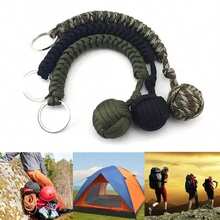 Outdoor Self-Defense Umbrella Rope,Monkey Fist Steel Ball, Paracord Survival Key Chain, Outdoor Safety Protection Accessories - 黑色 - 查看 5
