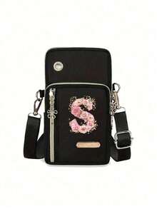 女士手机包，粉色花卉字母印花迷你斜挎包，竖款零钱包，运动手袋/跑步腕包，迷你休闲单肩斜挎手机包，带耳机孔，新款尼龙面料设计，女士手提包，时尚白领上班族适用，适合大学、工作、商务、通勤、办公室等场合，周年纪念日、送给爱人、生日、情人节、圣诞节、感恩节、母亲节、教师节、姐妹等节日礼物。 - 彩色 - 查看 24